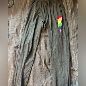 Gray Joggers with Rainbow Detail